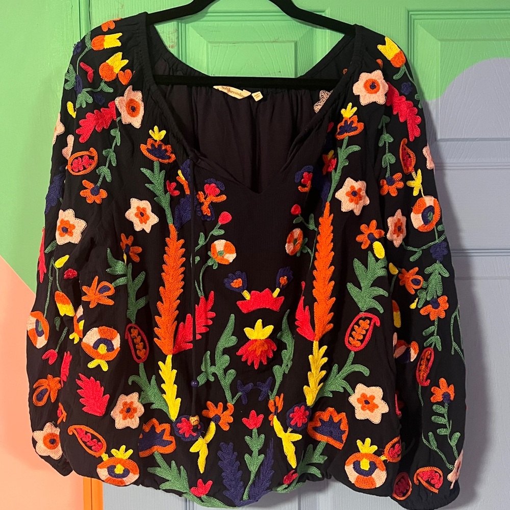Colorful Embroidered Women's Top
